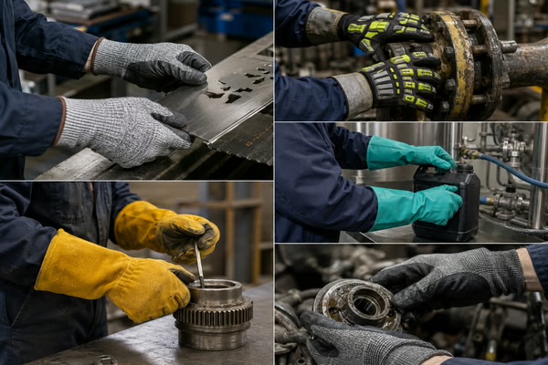 Comparação de tipos de luvas de segurança para diferentes finalidades industriais