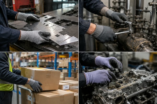 Luvas de segurança aplicadas em metalurgia manutenção logística e indústria automotiva